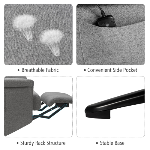 Costway Massage Recliner Chair Vibrating Sofa w/ Remote Control&Adjustable Headrest Grey