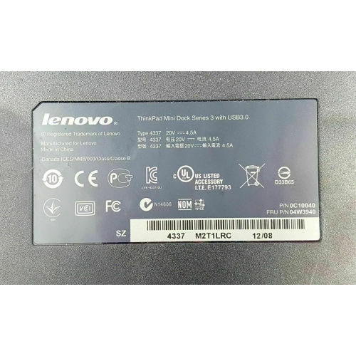 Lenovo ThinkPad Mini Docking Station Series 3 Type 4337 USB 3.0 04W3940 0C10040 by LENOVO - Refurbished condition - Image 3