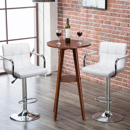 Infinite Imports – Adjustable Height Air Lift Bar Stool With Arms White