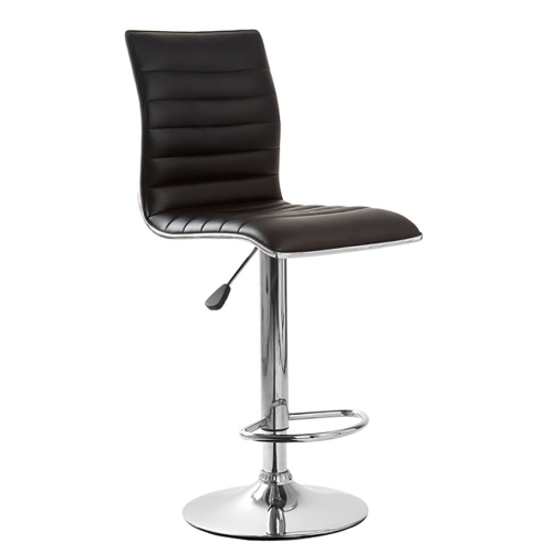 INFINITE IMPORTS  – Adjustable Height Air Lift Bar Stool With Silver Chrome Border (Set Of 2) In Black