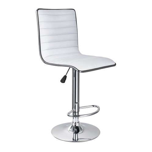 INFINITE IMPORTS  – Adjustable Height Air Lift Bar Stool White With Silver Chrome Border (Set Of 2)