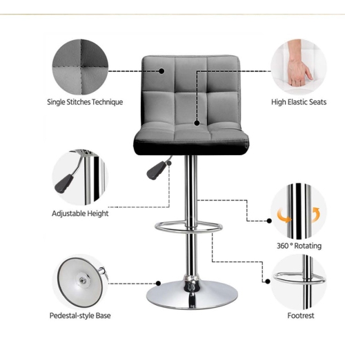 Infinite Imports – Adjustable Height Air Lift Bar Stool Grey