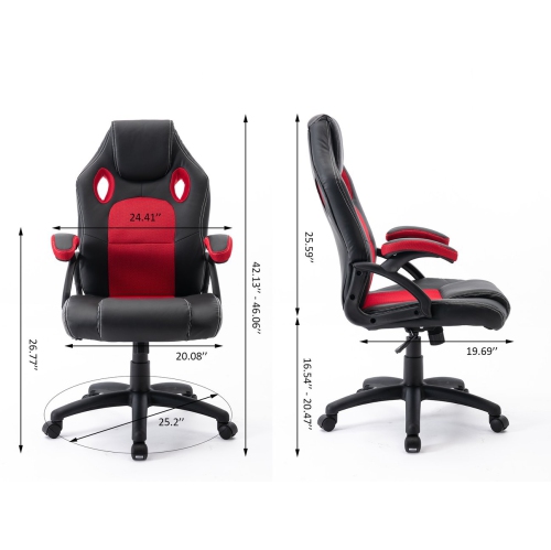 Fauteuil de jeu de course sur PC néo rouge et noir d’Infinite Imports