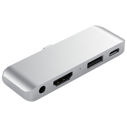 Satechi Mobile Pro 4-Port USB-C Hub with 4K HDMI & Charging Bank - Silver