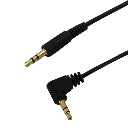 HYFAI 3.5mm 1/8 inch Stereo Male Straight to Male Right Angle Audio Speaker Cable - Riser Rated CMR/FT4 Black 2 ft