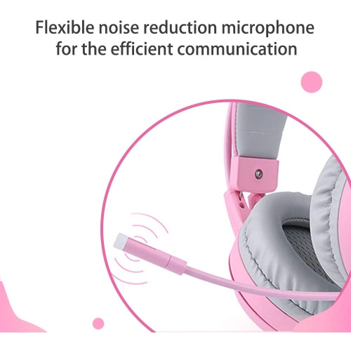 SOMIC G951pink Gaming Headset for PC, PS4, Laptop: 7.1 Virtual Surround Sound Detachable Cat Ear Headphones LED, USB, Lightweight Self-Adjusting Over