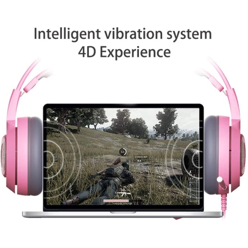 SOMIC G951pink Gaming Headset for PC, PS4, Laptop: 7.1 Virtual Surround Sound Detachable Cat Ear Headphones LED, USB, Lightweight Self-Adjusting Over