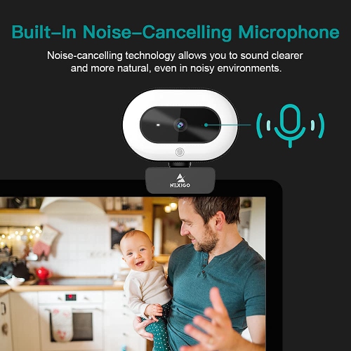 NexiGo N930E Auto-Focus StreamCam, 1080P Webcam with Ring Light and Privacy Cover