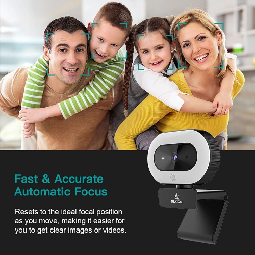 NexiGo N930E Auto-Focus StreamCam, 1080P Webcam with Ring Light and Privacy Cover