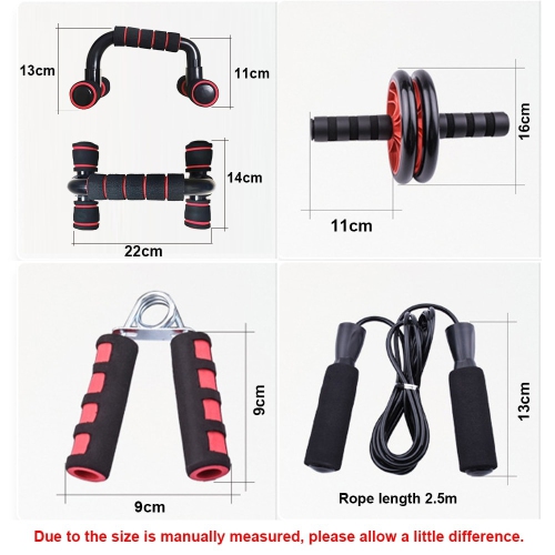 (2023) New Portable Home Exercise Gym Equipment Ab Wheel Abdominal Roller with Knee Mat Push Up Bar Jump Rope(RED COLOUR) FREE SHIPPING