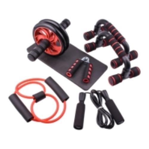 (2023) New Portable Home Exercise Gym Equipment Ab Wheel Abdominal Roller with Knee Mat Push Up Bar Jump Rope(RED COLOUR) FREE SHIPPING