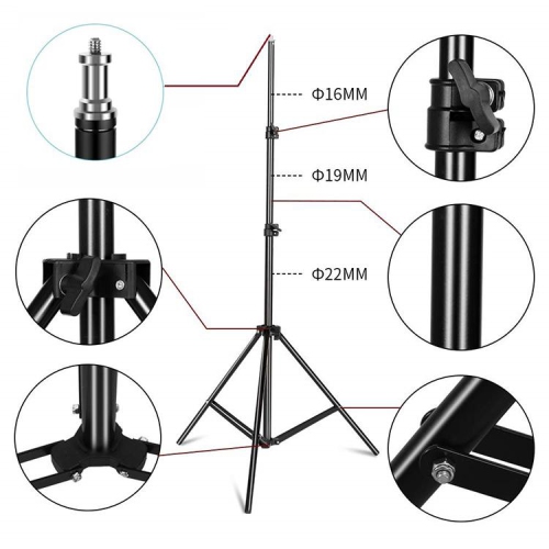 2.1M Adjustable Light Stand Black Universal Tripod