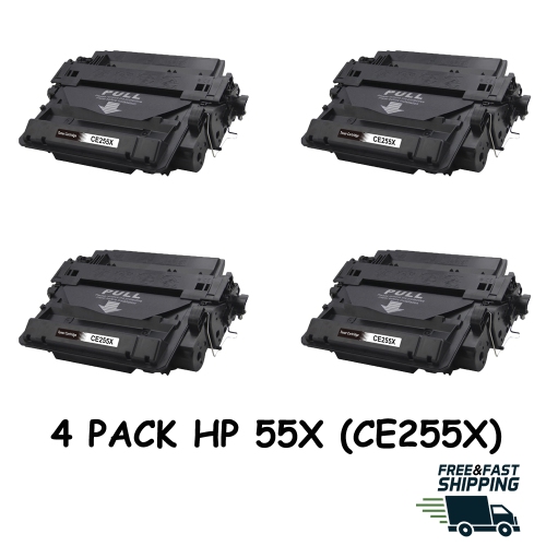 BESTONER  4Pk HP HP 55X (Ce255X)/55X/hp Ce255/ce255/hp55X/hp55/ce255/ce255/255/hp-55X Toner Cartridge HP M525 P3015 M521 In Black