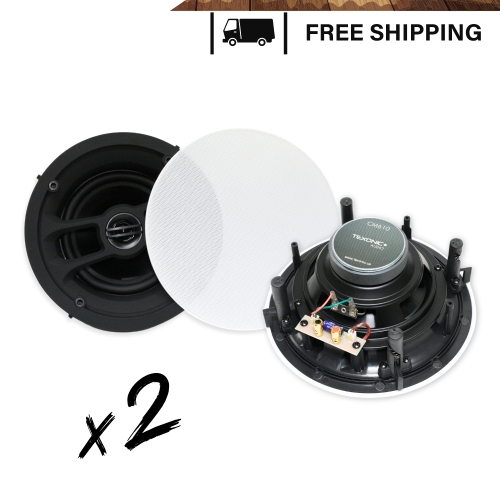 TEXONIC  6.5" In Ceiling Speaker | Tool-Free | Magnetic Slim Trim Grill (Pair)