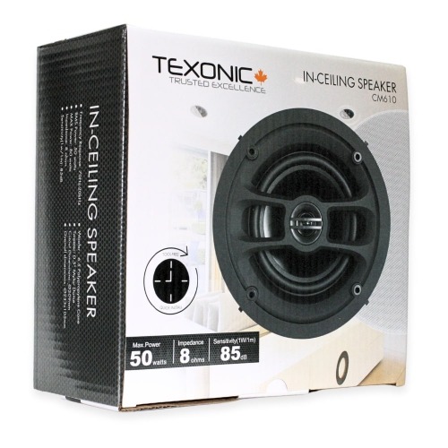 TEXONIC 6.5" In-Ceiling Speaker Bundle - Tool-Free Installation, Quick Setup | Magnetic Grill