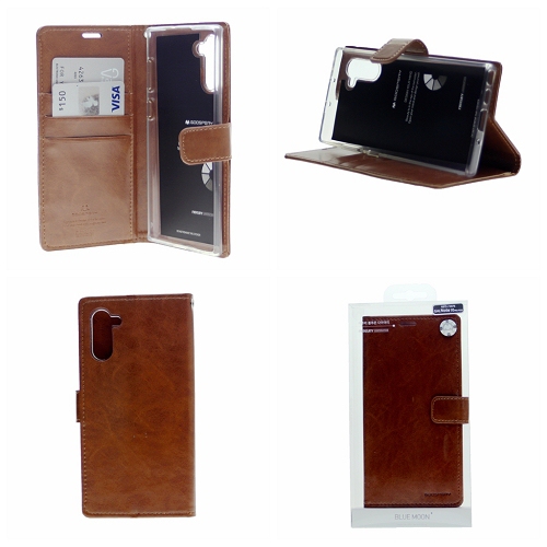 TopSave – fente pour carte BLUEMOON avec étui folio en cuir à pince magnétique pour Samsung S21, brun