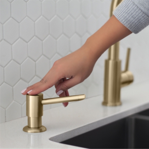 STYLISH Pull Down Kitchen Faucet + Soap Dispenser - Brushed Gold Finish
