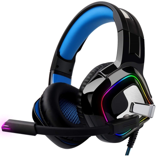 Image 1 de 6.. Gaming Headphones for PC PS4 Xbox Switch Wired USB Double Jack - August EPG100L - Gaming Headset with RGB-LED Light Noise Reduction Microphone 50mm