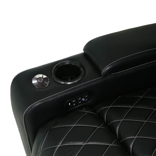 Fauteuil inclinable électrique cuir pleine fleur haut de gamme Oslo de Valencia, appuie-tête électrique, éclairage DEL, siège cinéma maison, console