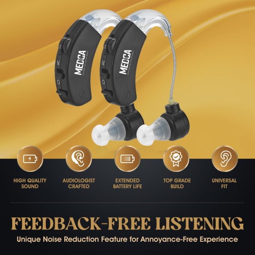 Behind the Ear Sound Amplifier - BTE Hearing Ear Amplification Device and Digital Sound Enhancer PSAD for the Hard of Hearing, Noise Reducing