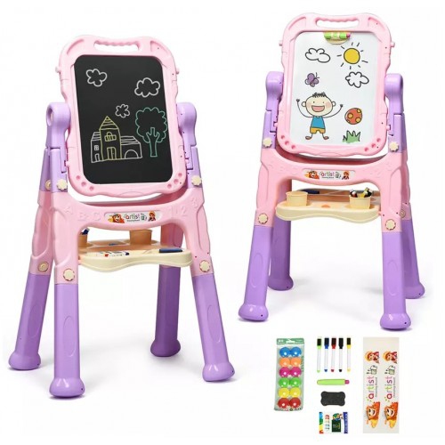 Children Kids Easel Double Sided Artist Drawing Board with Accessories