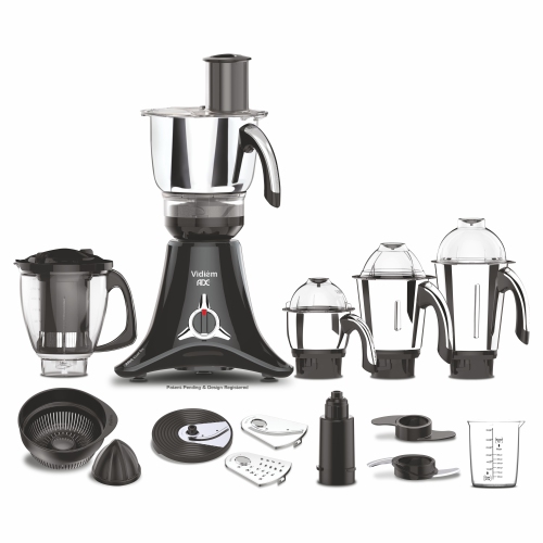 Vidiem ADC Mixer Grinder, Blender, Food Processor- 750W / 5 Jars - Indian Mixer Grinder with Almond Nut Milk Juice Extractor, Spice & Coffee grinder