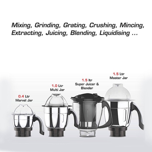 Vidiem ADC Mixer Grinder, Blender, Food Processor- 750W / 5 Jars - Indian Mixer Grinder with Almond Nut Milk Juice Extractor, Spice & Coffee grinder