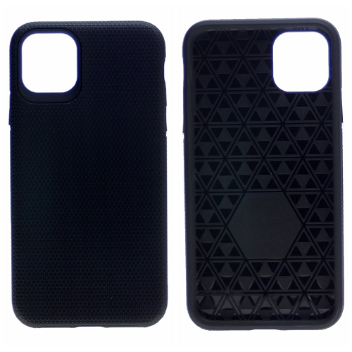 TopSave Triangle Pattern Dual Layer PC+TPU Rugged Armor Case For Iphone 12 Mini, Black