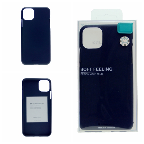 TopSave GOOSPERY Soft Feeling Jelly Silky Slim Bumper Case For Iphone 12 Mini, Navy Blue