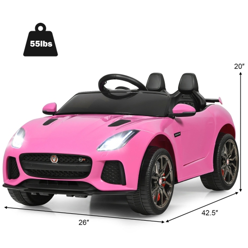 Costway 12V Jaguar F-Type SVR Licensed Kids Ride On Car w/ MP3 & Lights Pink