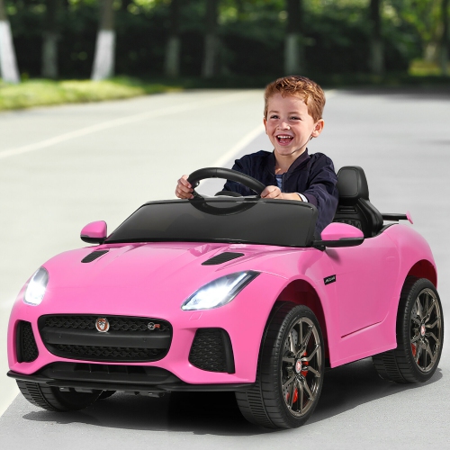 Costway 12V Jaguar F-Type SVR Licensed Kids Ride On Car w/ MP3 & Lights Pink