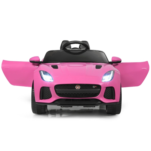 Costway 12V Jaguar F-Type SVR Licensed Kids Ride On Car w/ MP3 & Lights Pink