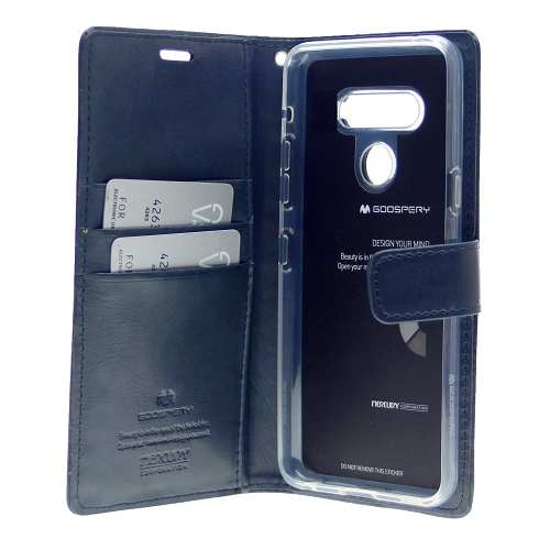 Final Sale! TopSave Goospery BLUEMOON Card Slot w/Magnetic Clip Leather Folio Wallet Flip Case For LG K41s, Navy Blue