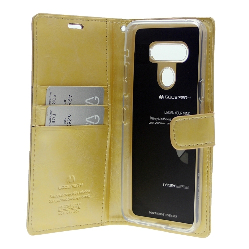 Final Sale! TopSave Goospery BLUEMOON Card Slot w/Magnetic Clip Leather Folio Wallet Flip Case For LG K41s, Gold