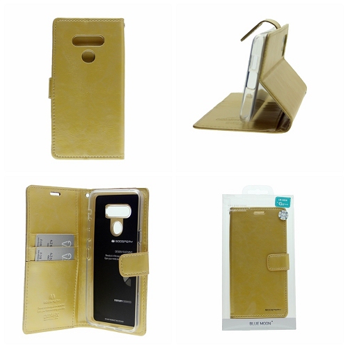 Final Sale! TopSave Goospery BLUEMOON Card Slot w/Magnetic Clip Leather Folio Wallet Flip Case For LG K41s, Gold