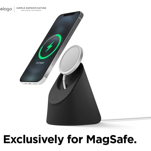 elago MS1 Charging Stand Compatible with Magsafe Charger, iPhone 12 - Black [Magsafe Not Included]