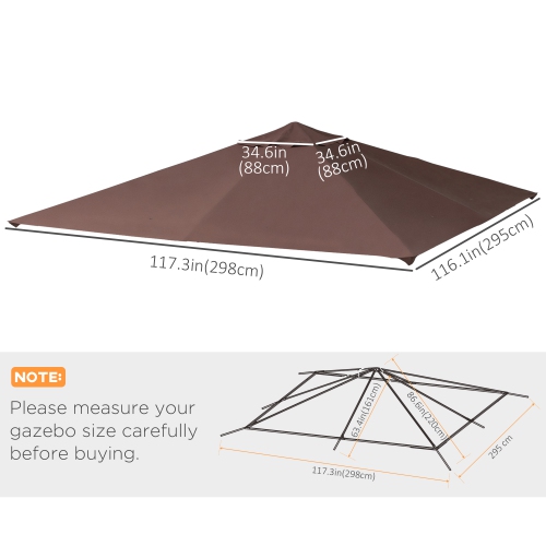 Outsunny 9.8' x 9.7' Square Gazebo Canopy Replacement UV Protected Top Cover Sun Shade Orange