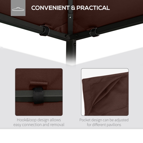 Outsunny 9.8' x 9.7' Square Gazebo Canopy Replacement UV Protected Top Cover Sun Shade Orange