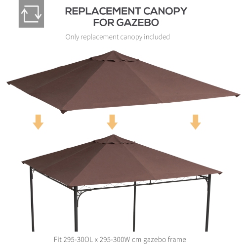 Outsunny 9.8' x 9.7' Square Gazebo Canopy Replacement UV Protected Top Cover Sun Shade Orange