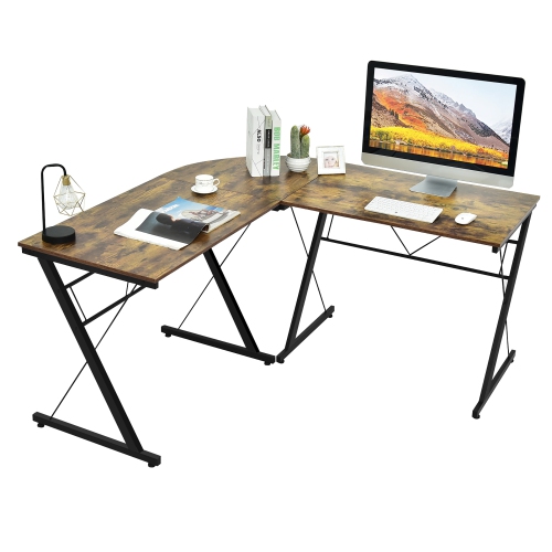 Costway 59'' L-Shaped Computer Table Study Workstation Home Office