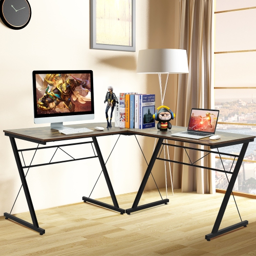 Costway 59'' L-Shaped Computer Table Study Workstation Home Office
