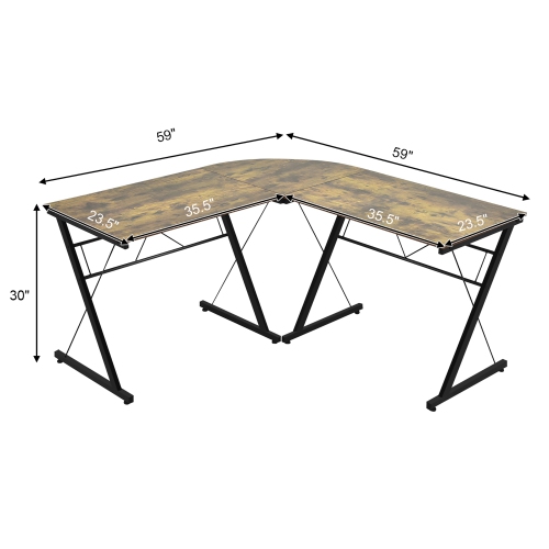 Costway 59'' L-Shaped Computer Table Study Workstation Home Office
