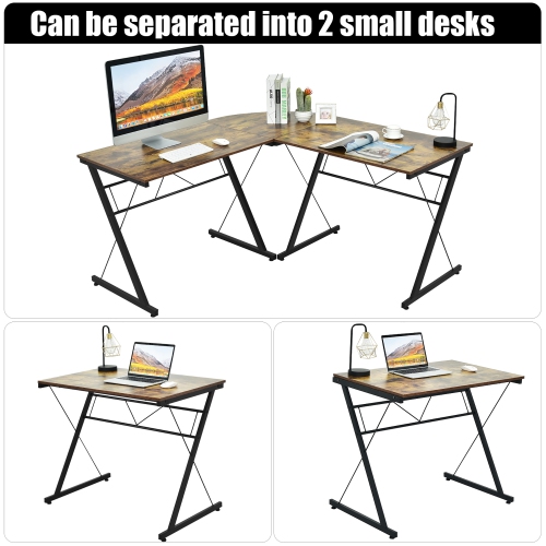 Costway 59'' L-Shaped Computer Table Study Workstation Home Office