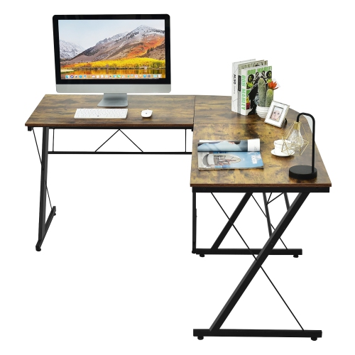 Costway 59'' L-Shaped Computer Table Study Workstation Home Office