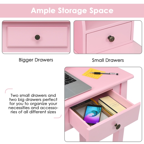 Costway Writing Desk Mission White Home Office Computer Desk 4 Drawer