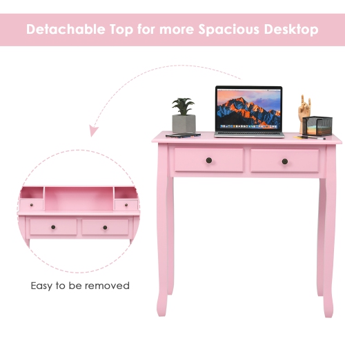 Costway Writing Desk Mission White Home Office Computer Desk 4 Drawer