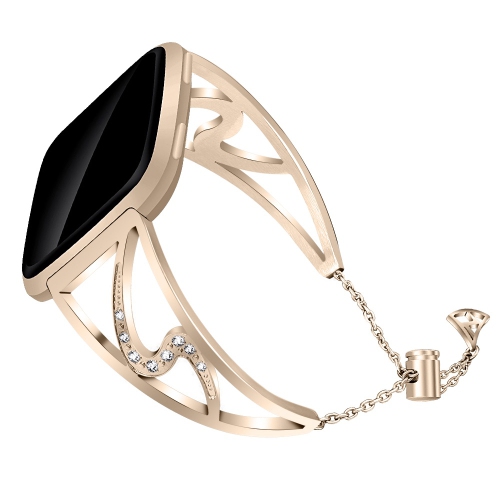 STRAPSCO  Bracelet W/ Rhinestone Embossed Ornamentation for Fitbit Versa - Retro In Gold