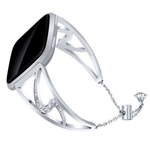 STRAPSCO  Bracelet W/ Rhinestone Embossed Ornamentation for Fitbit Versa - In Black