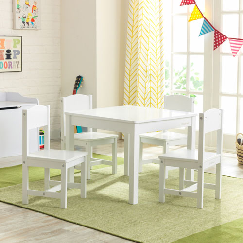KidKraft Farmhouse 5-Piece Table & Chair Set - White