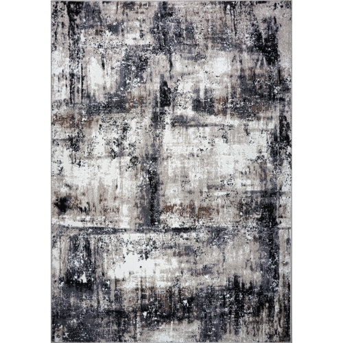 Tapis rustique moderne noir et gris 7 pi 6 po x 9 pi 6 po